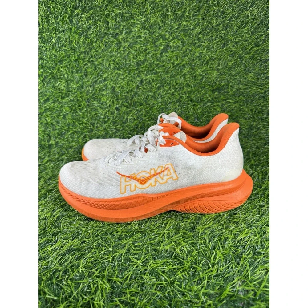 Hoka Mach 6 Lava Orange White Road Running Shoes Mens 10.5 D 1147790-FLV